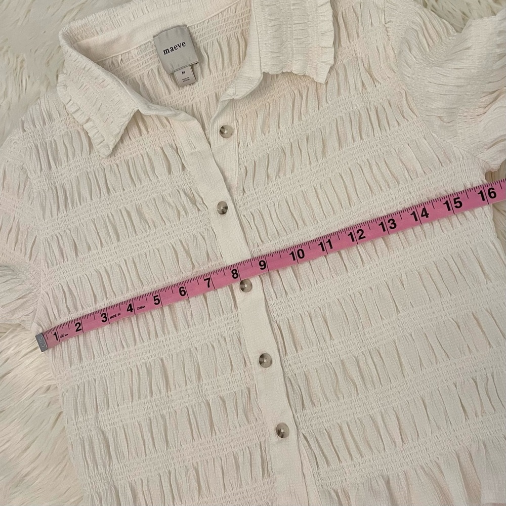 Anthropologie White Ruffled Button-Front Blouse - Picture 12 of 15